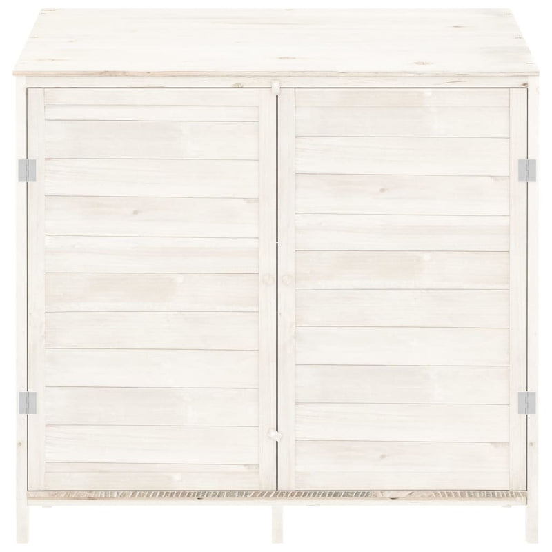 vidaXL Caseta de Jardín de Madera Maciza de Abeto 102x52x112 cm Blanca - Image 3 of 7