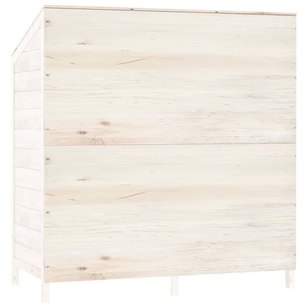 vidaXL Caseta de Jardín de Madera Maciza de Abeto 102x52x112 cm Blanca - Image 5 of 7