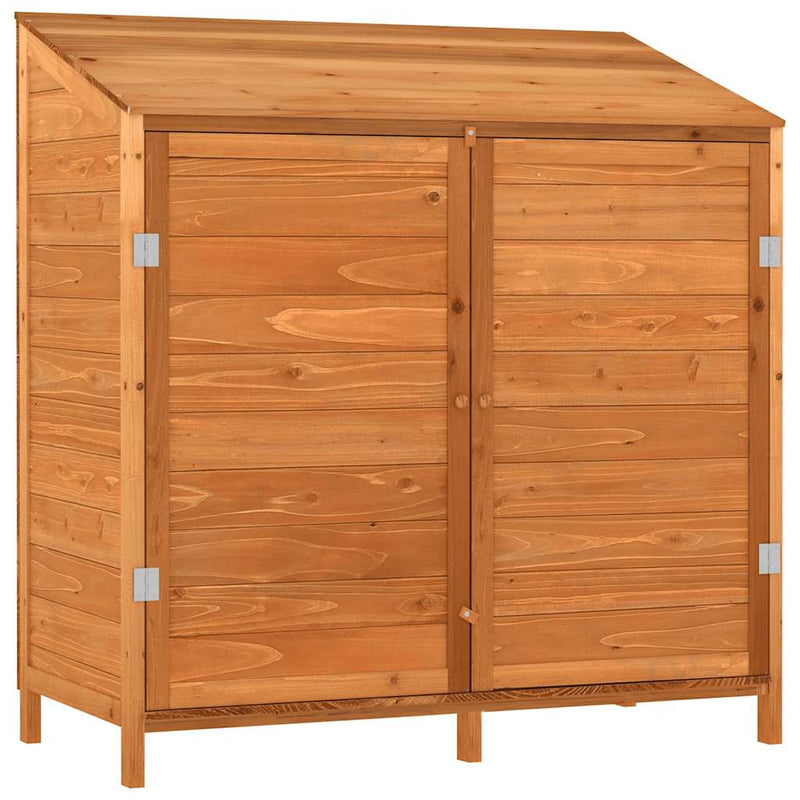 vidaXL Solid Fir Wood Garden Shed, 102x52x112 cm, Brown - Image 4 of 15