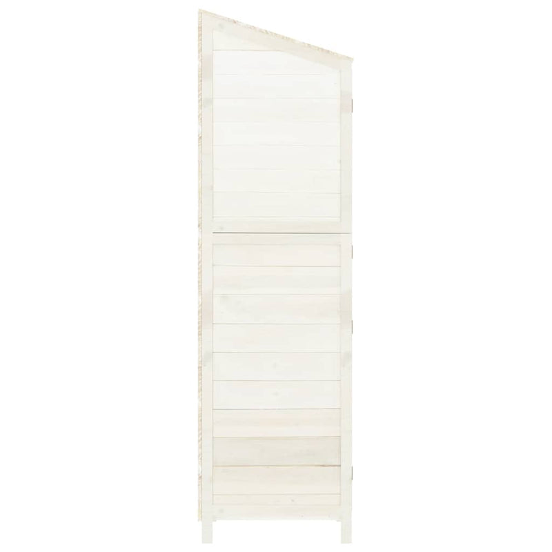 vidaXL Garden Shed, Solid Fir Wood, 55x52x174.5 cm, White - Image 10 of 23