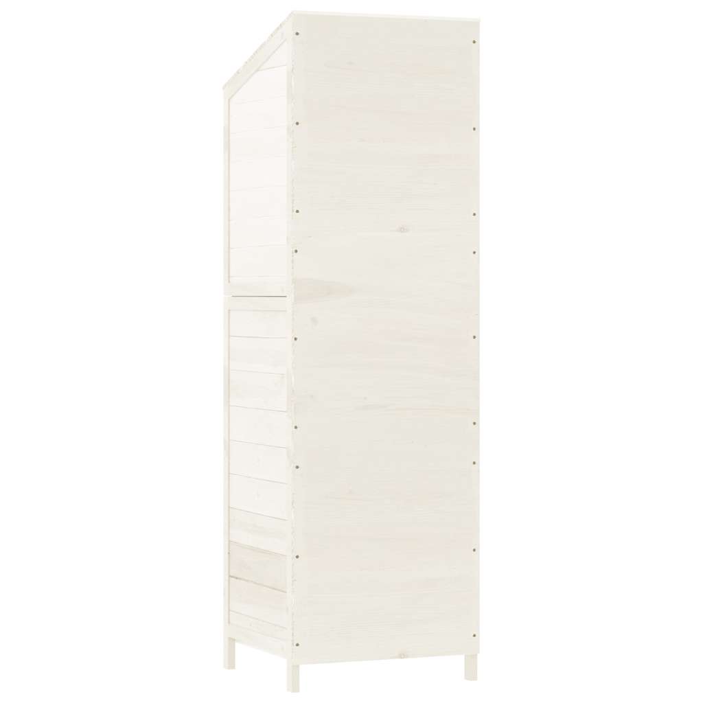 vidaXL Garden Shed, Solid Fir Wood, 55x52x174.5 cm, White - Image 15 of 23
