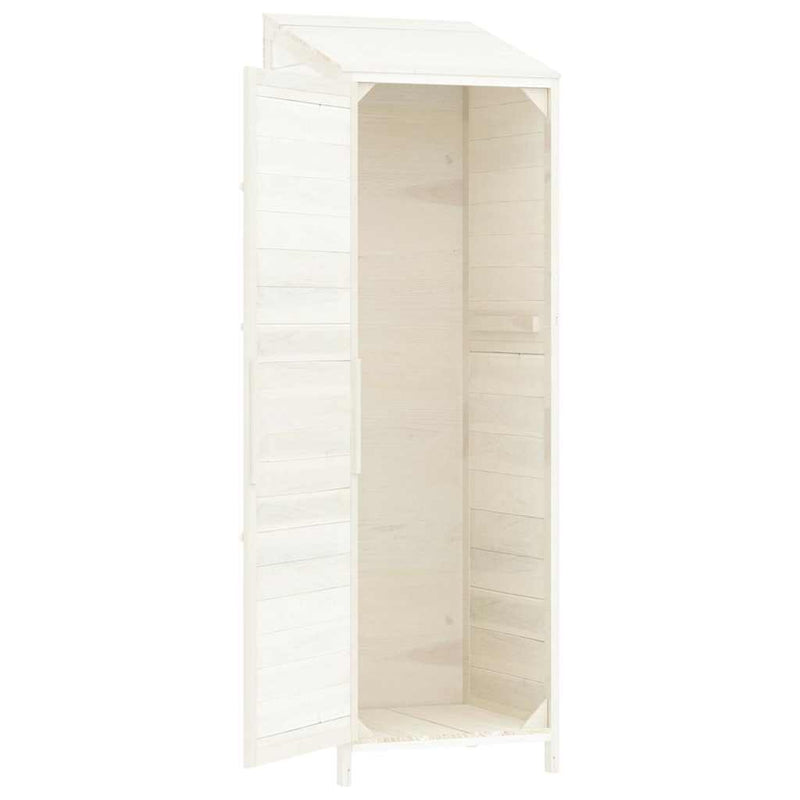 vidaXL Garden Shed, Solid Fir Wood, 55x52x174.5 cm, White - Image 18 of 23