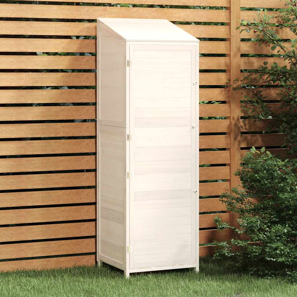 vidaXL Garden Shed, Solid Fir Wood, 55x52x174.5 cm, White - Image 1 of 23
