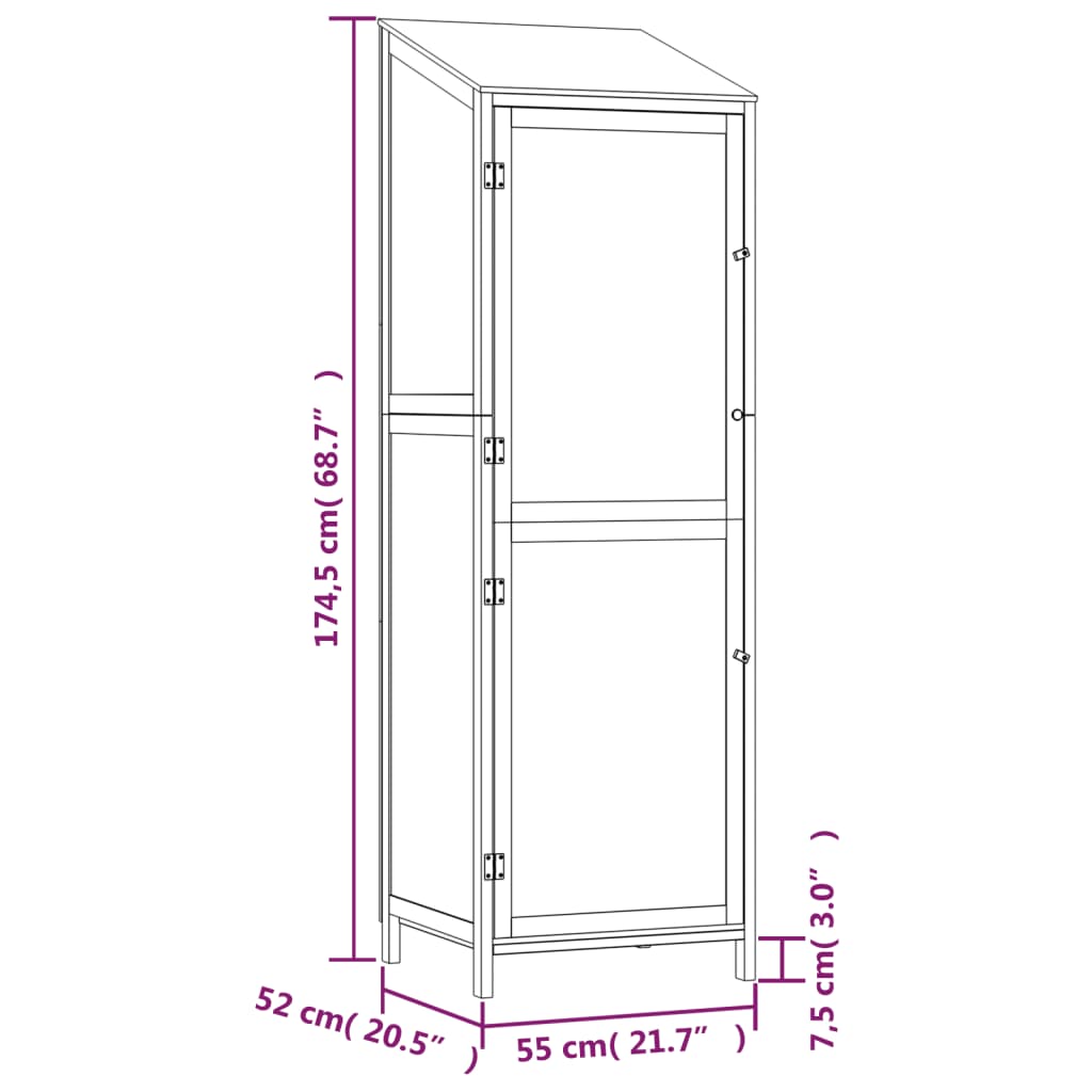 vidaXL Caseta de Jardín Madera Maciza de Abeto 55x52x112 cm Antracita - Image 13 of 15
