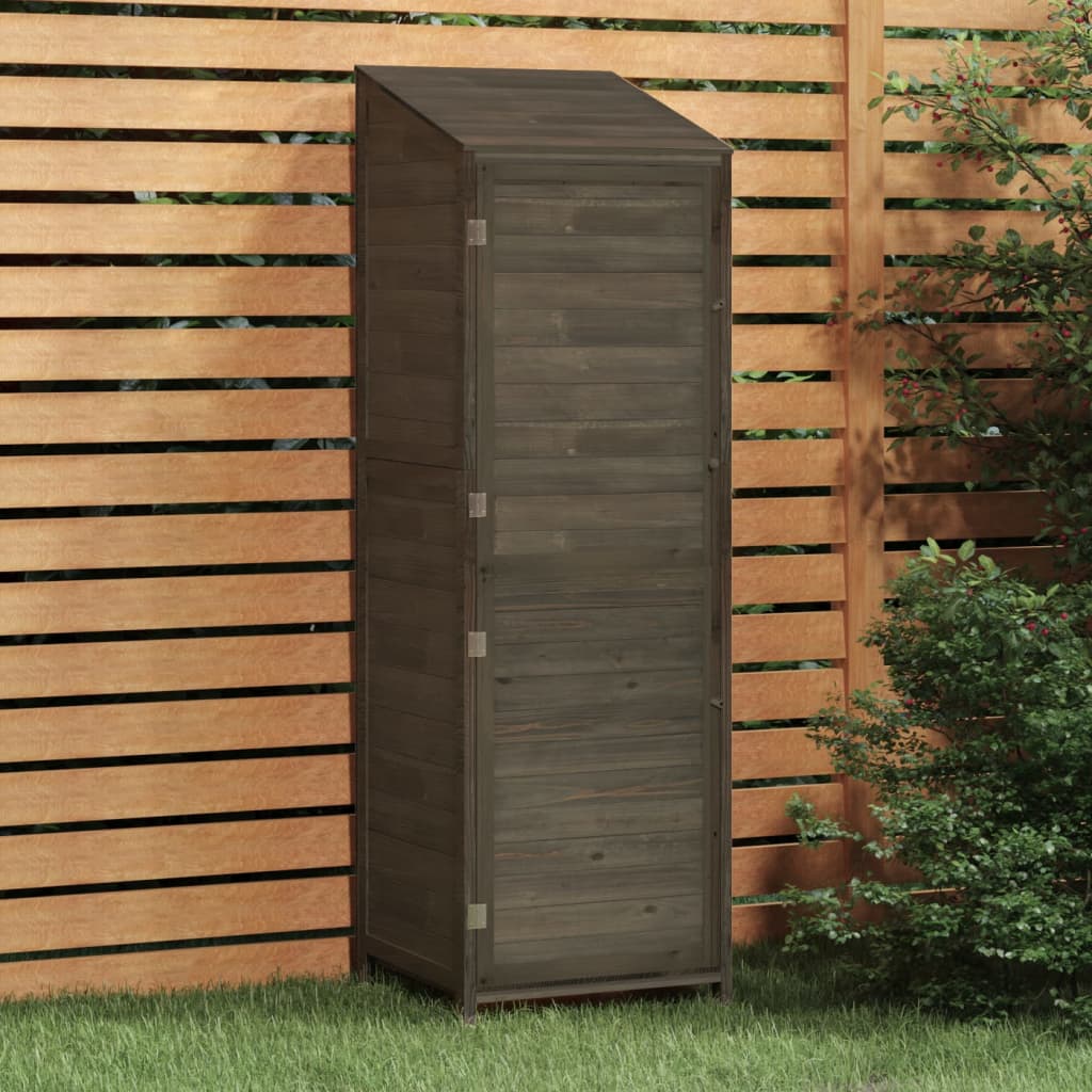 vidaXL Caseta de Jardín Madera Maciza de Abeto 55x52x112 cm Antracita - Image 2 of 15