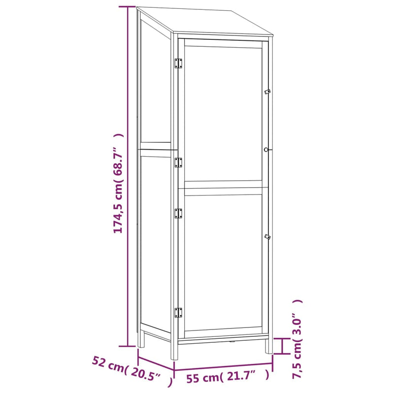 vidaXL Fir Wood Garden Shed 55x52x174.5 cm Brown - Image 7 of 8