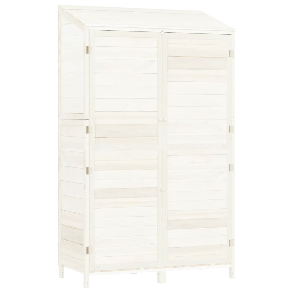 vidaXL Garden Shed, Solid Fir Wood, 55x52x174.5 cm, White - Image 5 of 23