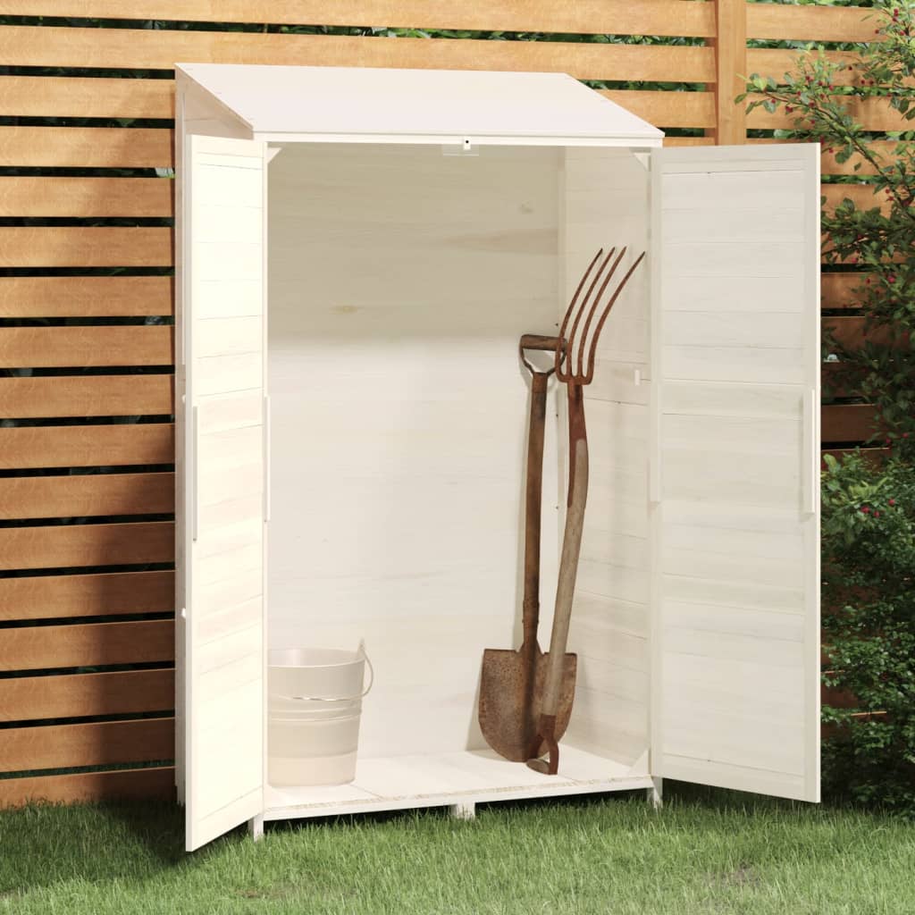 vidaXL Capanno da Giardino in Legno Massello di Abete 102x52x174,5 cm Bianco - Image 3 of 8