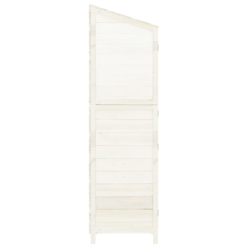 vidaXL Garden Shed, Solid Fir Wood, 55x52x174.5 cm, White - Image 12 of 23