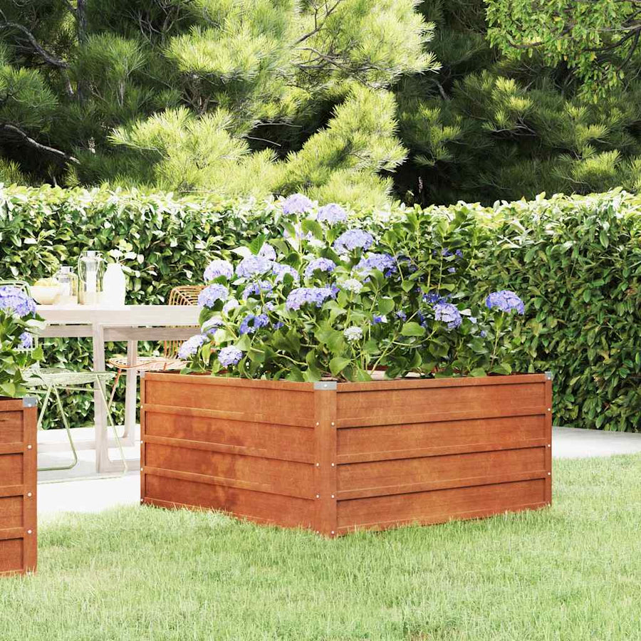 Letto Rialzato da Giardino in Acciaio Corten 100x100x45 cm Ruggine - immagine 1 | SolPatio