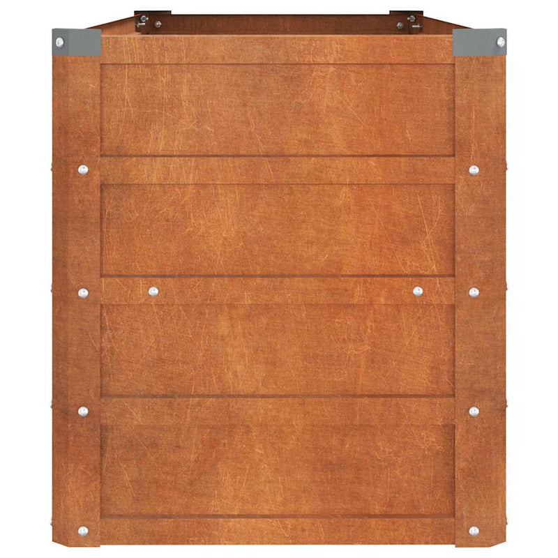 vidaXL Raised Garden Bed, Corten Steel, 100x100x45 cm, Rust - Image 11 of 20
