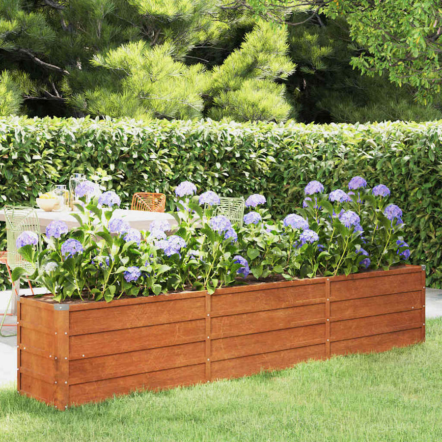 Letto Rialzato da Giardino in Acciaio Corten 240x40x45 cm Ruggine - immagine 1 | SolPatio