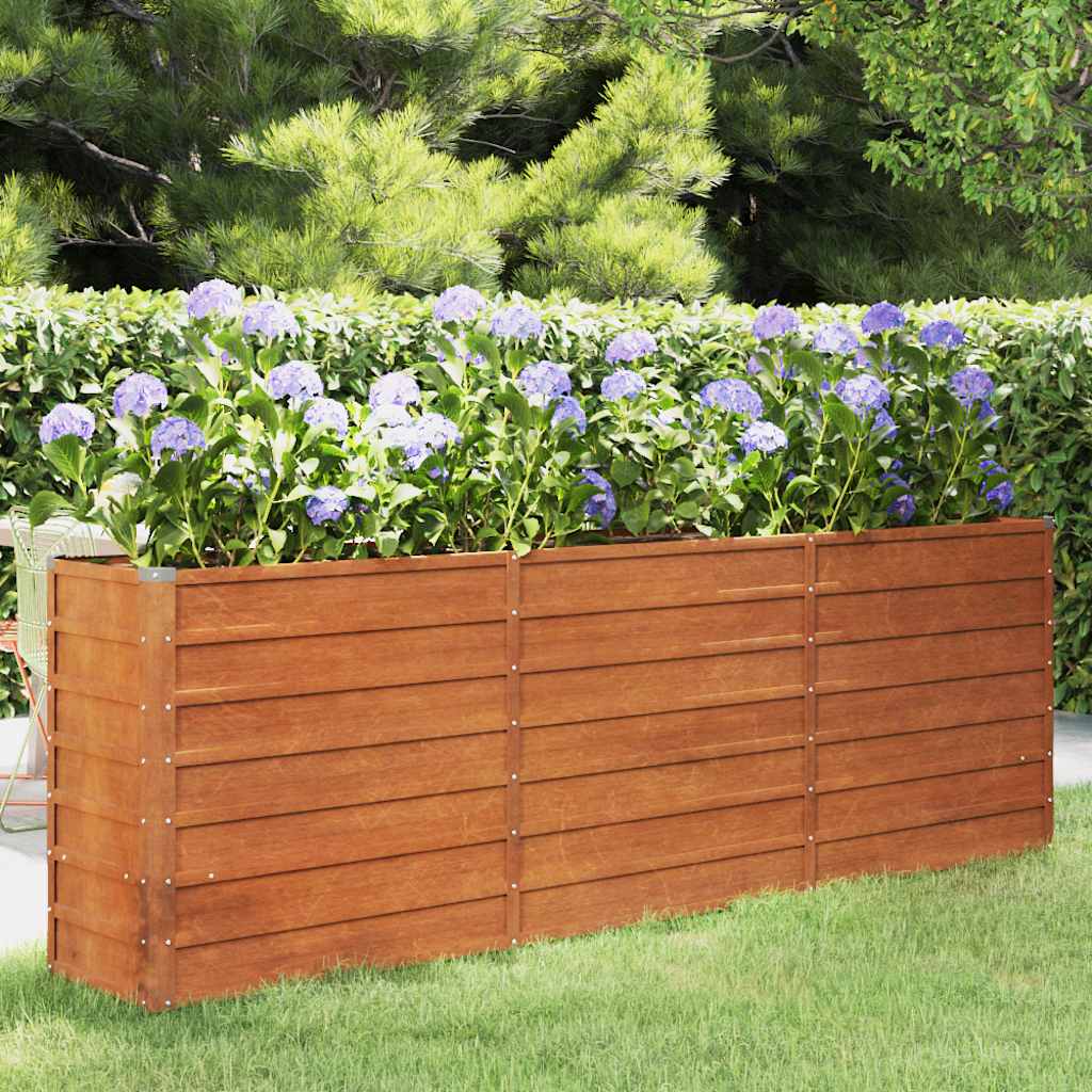 vidaXL Corten Steel Raised Garden Bed, 240x40x45 cm, Rust - Image 2 of 41