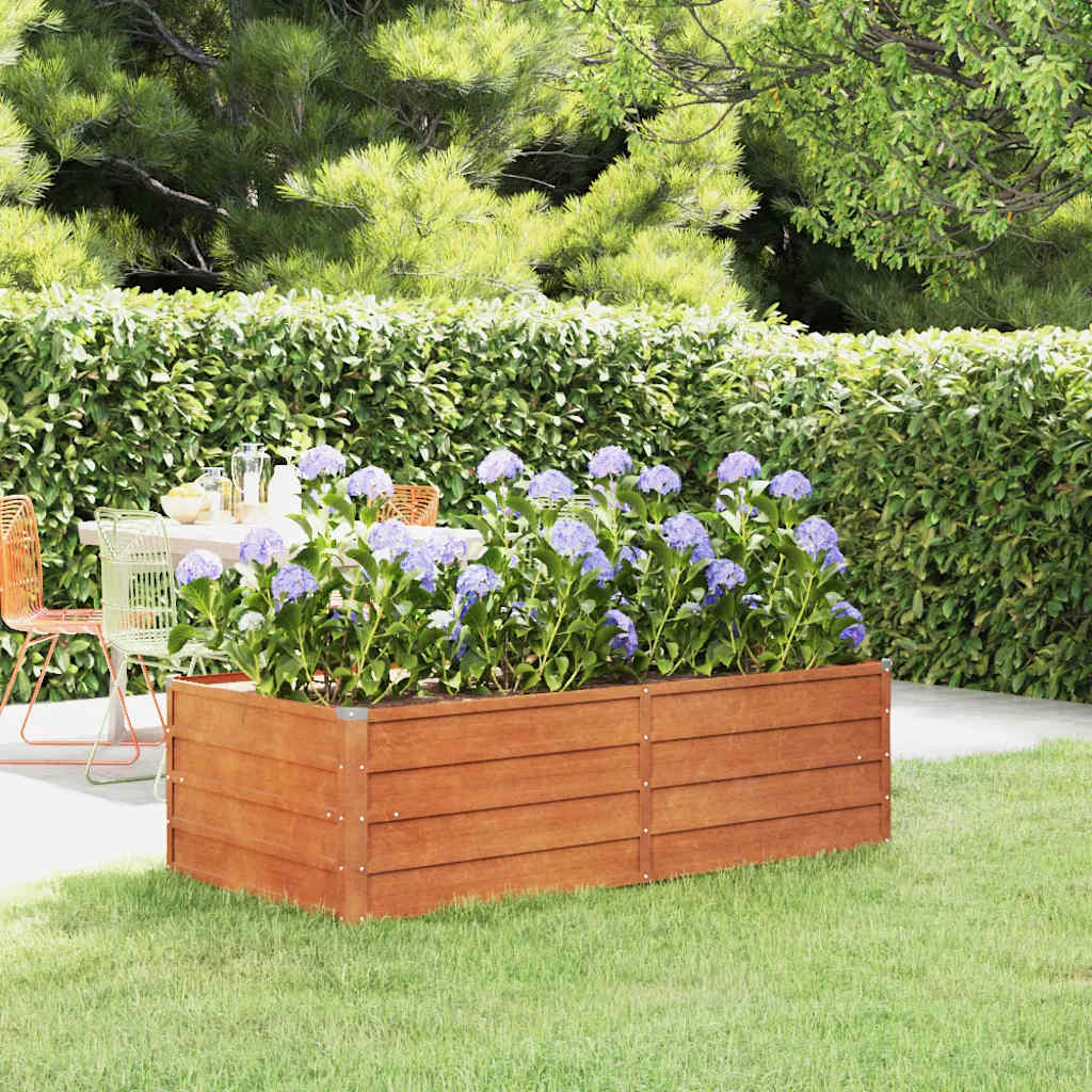 vidaXL Letto Rialzato da Giardino Ruggine 160x80x45 cm Acciaio Corten - Image 1 of 40