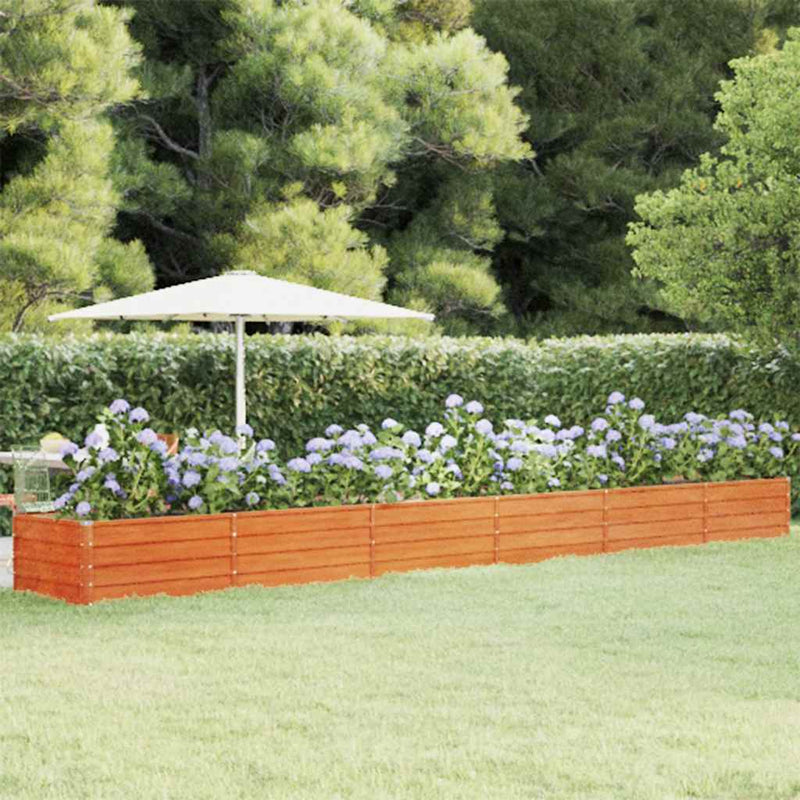 vidaXL Letto Rialzato da Giardino Ruggine 160x80x45 cm Acciaio Corten - Image 3 of 40