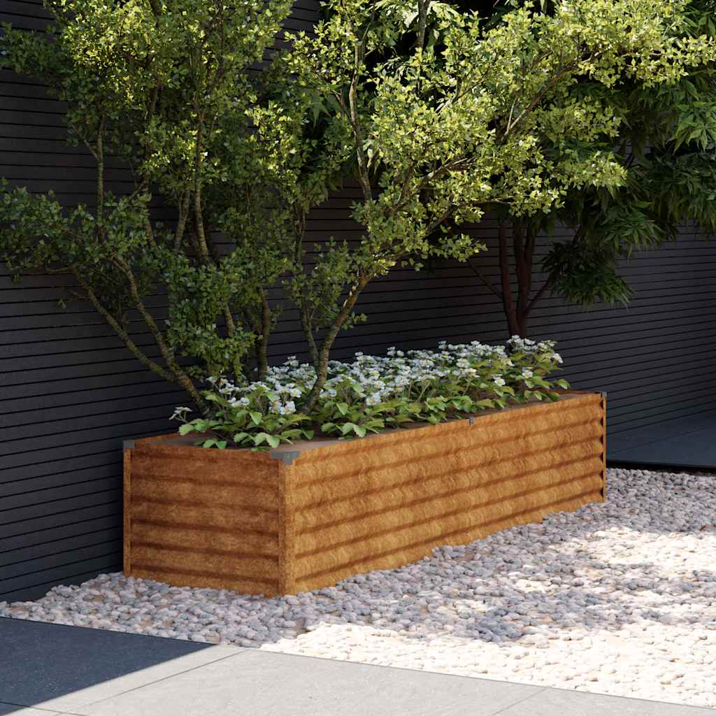 vidaXL Mesa de cultivo elevada para jardín 194x50x36 cm de acero Corten - Image 2 of 14
