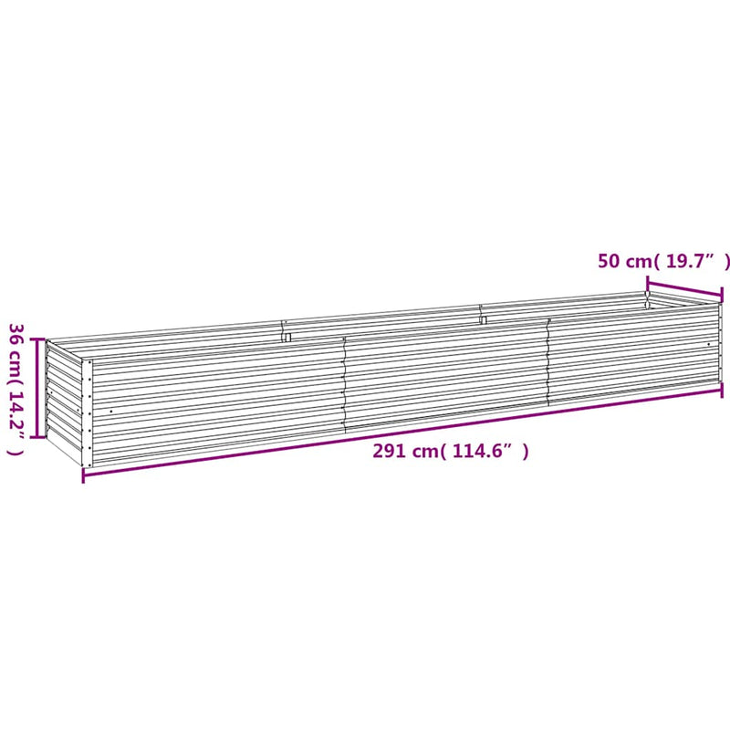 vidaXL Garden Raised Bed, Corten Steel, 291x50x36 cm, Rust - Image 14 of 14