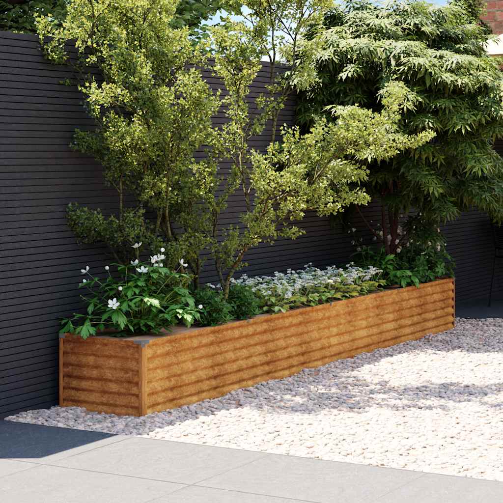 vidaXL Letto Rialzato da Giardino in Acciaio Corten 386x50x36 cm Colore Ruggine - Image 1 of 7