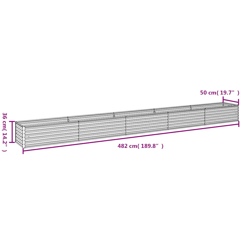 vidaXL Mesa de cultivo elevada para jardín 194x50x36 cm de acero Corten - Image 13 of 14