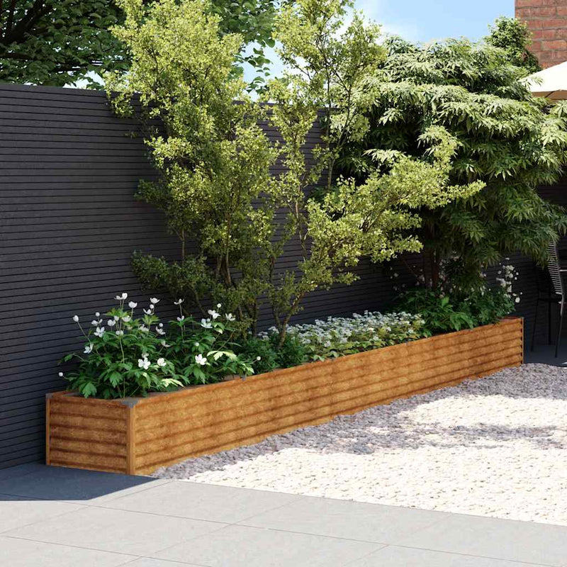 vidaXL Mesa de cultivo elevada para jardín 194x50x36 cm de acero Corten - Image 1 of 14
