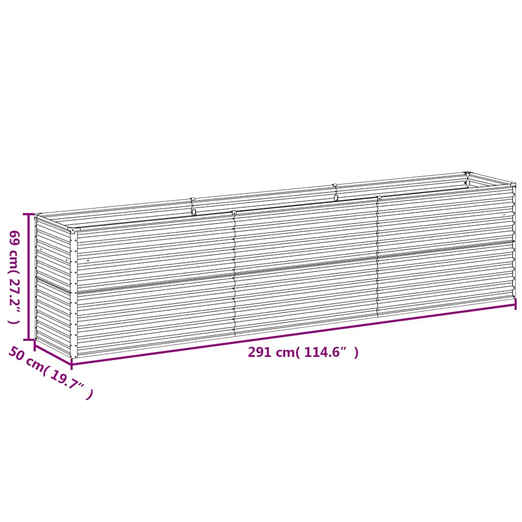 vidaXL Garden Raised Bed, Corten Steel, 291x50x36 cm, Rust - Image 13 of 14