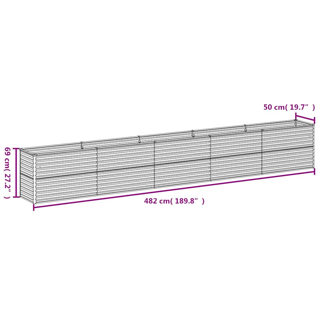 vidaXL Corten Steel Garden Raised Bed, 482x50x69 cm, Rust - Image 14 of 14