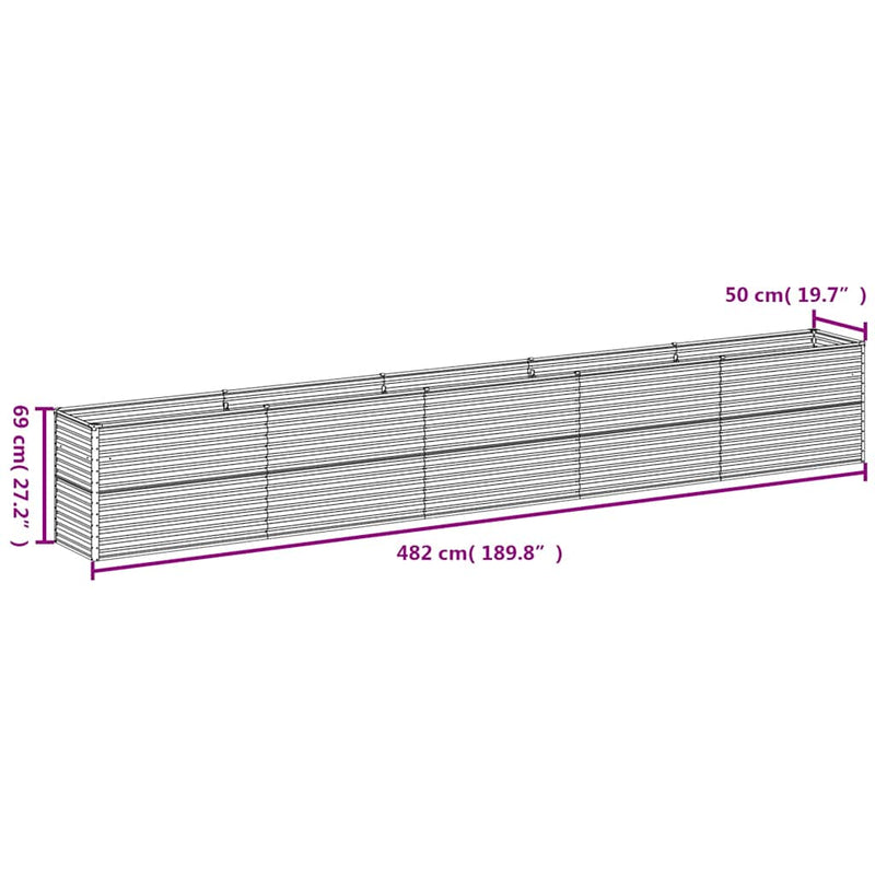 vidaXL Corten Steel Garden Raised Bed, 482x50x69 cm, Rust - Image 14 of 14