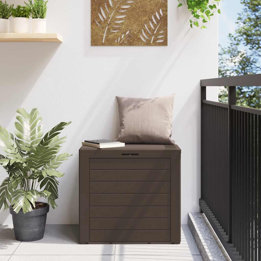 vidaXL Polypropylene Garden Storage Box, 140 L, 58.5x46x55 cm, Brown - Image 3 of 10