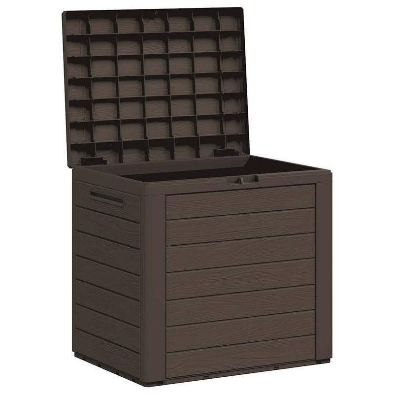 vidaXL Polypropylene Garden Storage Box, 140 L, 58.5x46x55 cm, Brown - Image 4 of 10