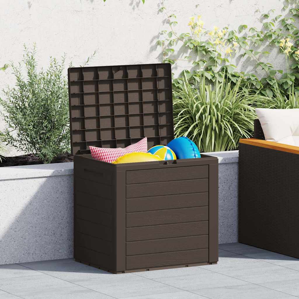 vidaXL Polypropylene Garden Storage Box, 140 L, 58.5x46x55 cm, Brown - Image 1 of 10