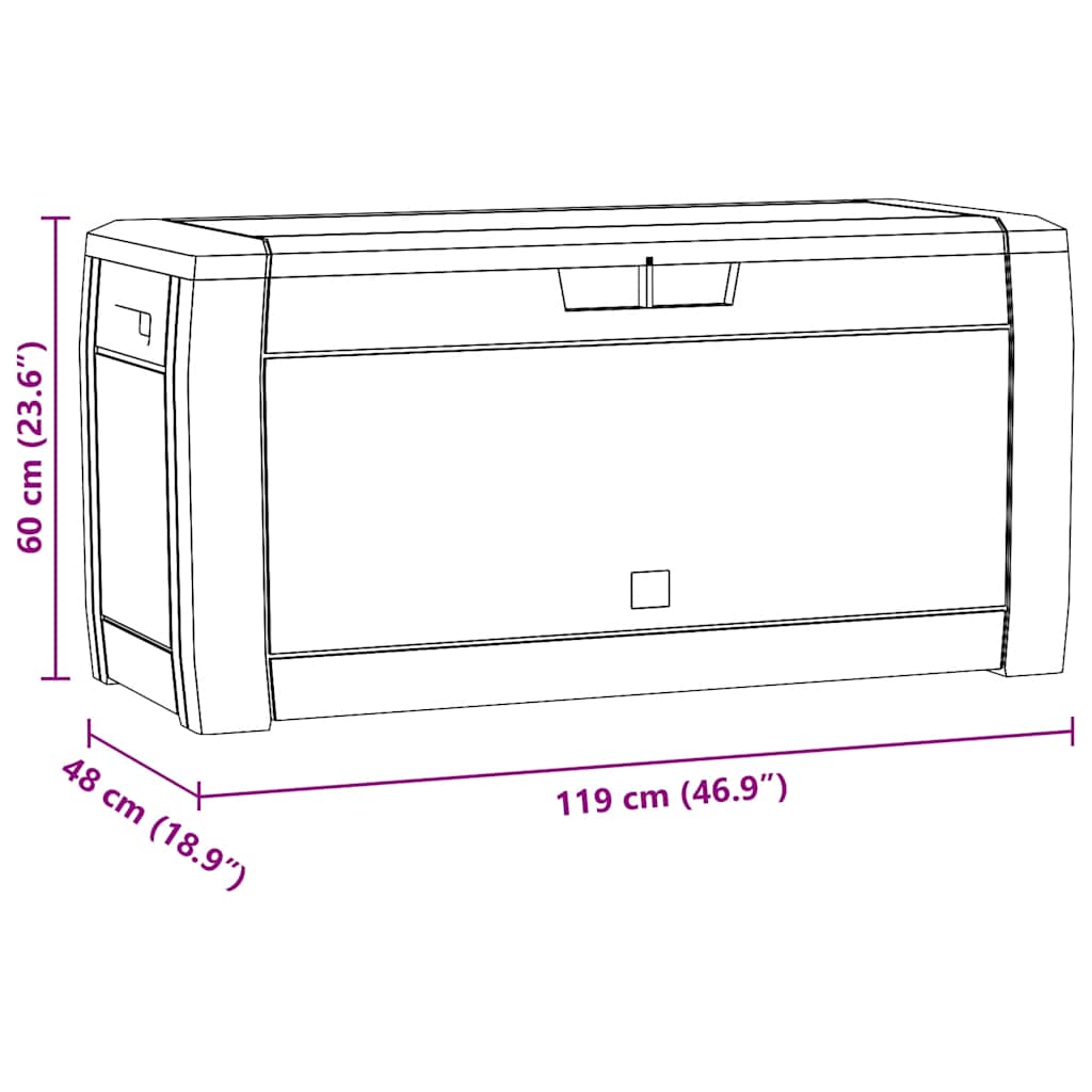 vidaXL Baule da Giardino Antracite 119x48x60 cm in Polipropilene - Image 7 of 8