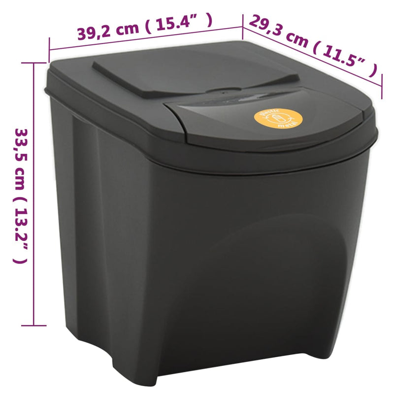 vidaXL Contenitori Impilabili Rifiuti 4 pz Grigio 100 L Polipropilene - Image 7 of 7
