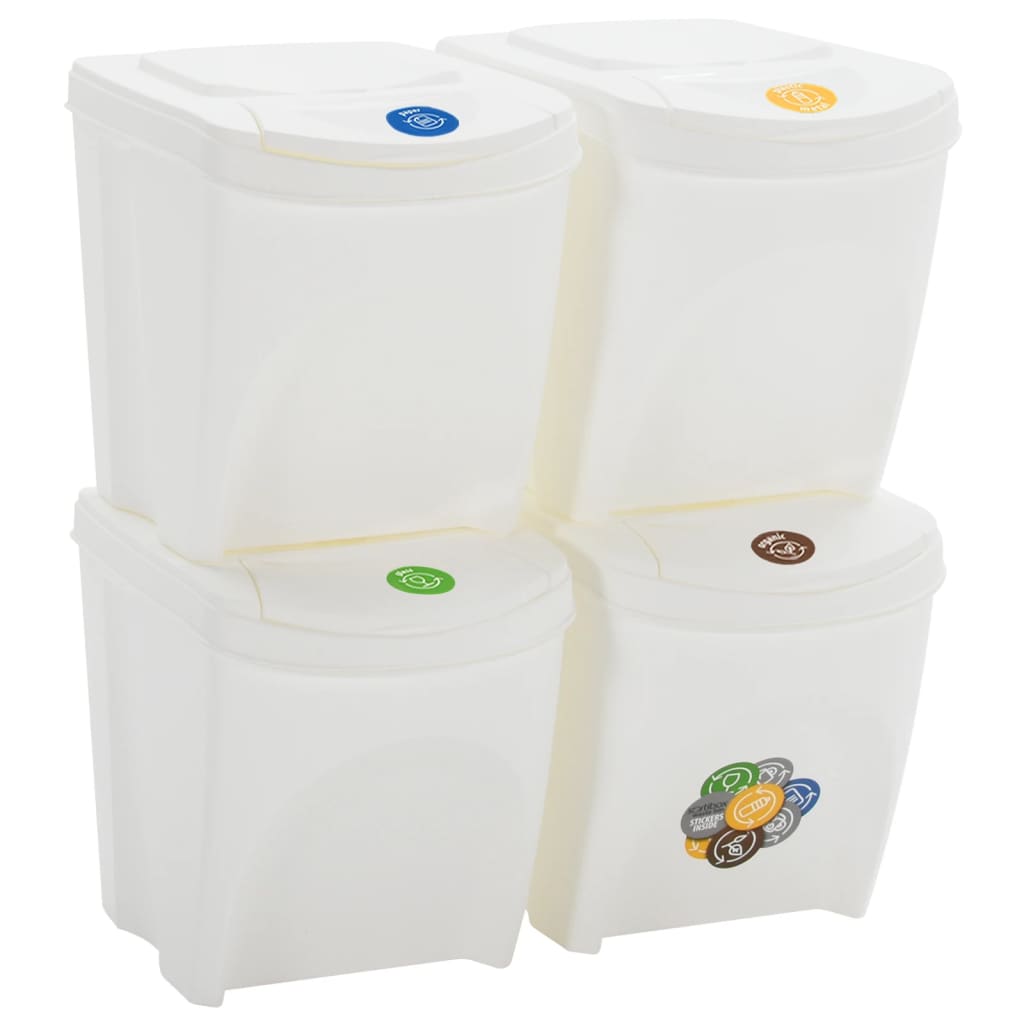 vidaXL Contenitori Impilabili Rifiuti 4 pz Bianco 100 L Polipropilene - Image 1 of 7