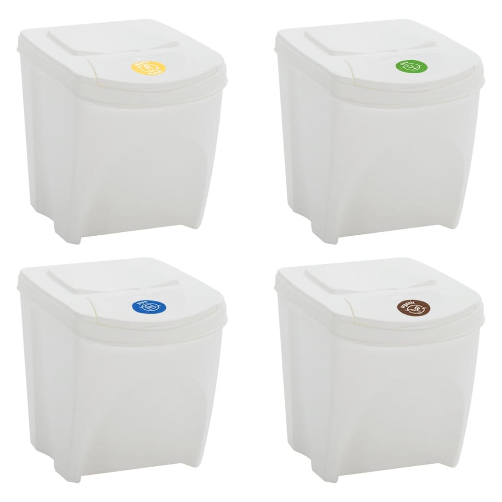 vidaXL Contenitori Impilabili Rifiuti 4 pz Bianco 100 L Polipropilene - Image 2 of 7