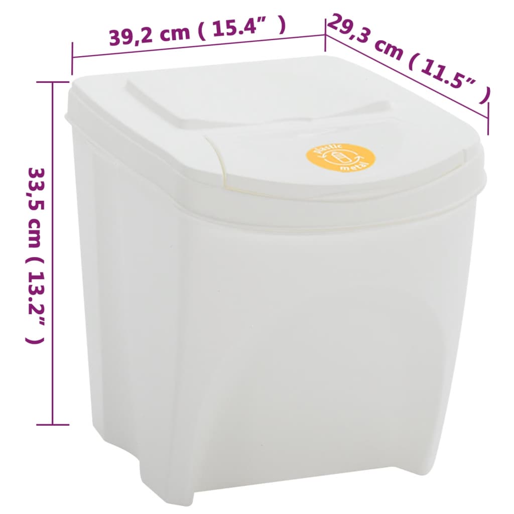 vidaXL Contenitori Impilabili Rifiuti 4 pz Bianco 100 L Polipropilene - Image 7 of 7