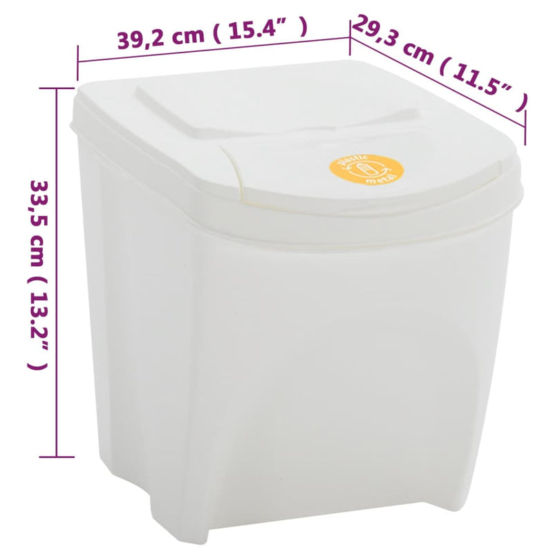 vidaXL Contenitori Impilabili Rifiuti 4 pz Bianco 100 L Polipropilene - Image 7 of 7