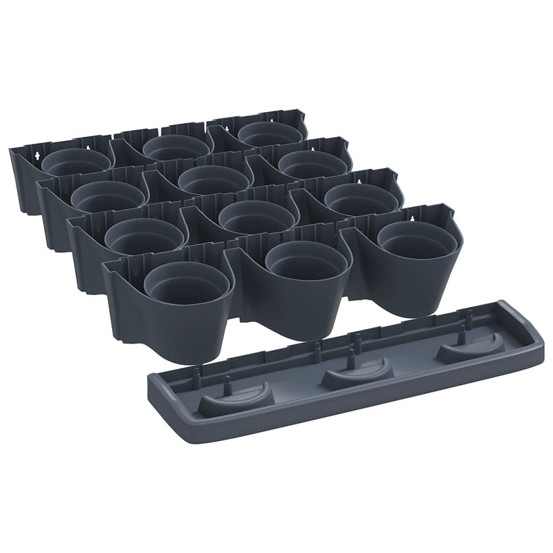 vidaXL Vertical Garden Plant Set in Polypropylene 68.5x19x54.5 cm Anthracite - Image 3 of 8