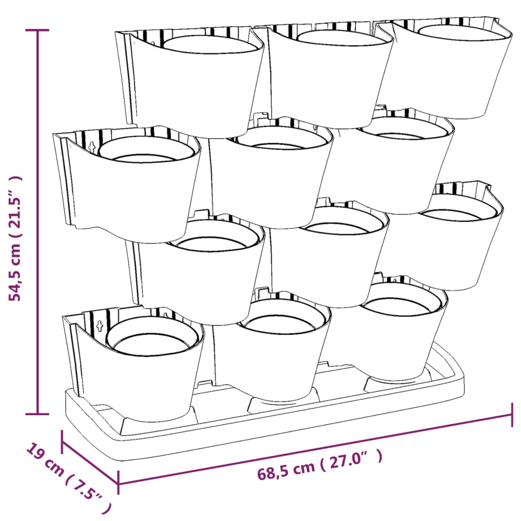 vidaXL Vertical Garden Plant Set in Polypropylene 68.5x19x54.5 cm Anthracite - Image 8 of 8