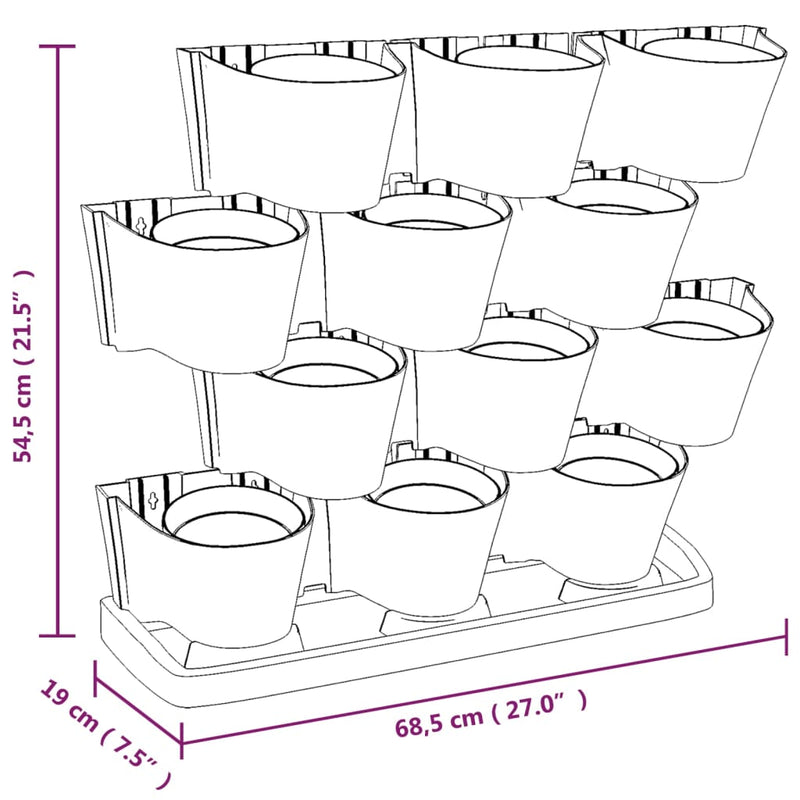 vidaXL Vertical Garden Plant Set in Polypropylene 68.5x19x54.5 cm Anthracite - Image 8 of 8