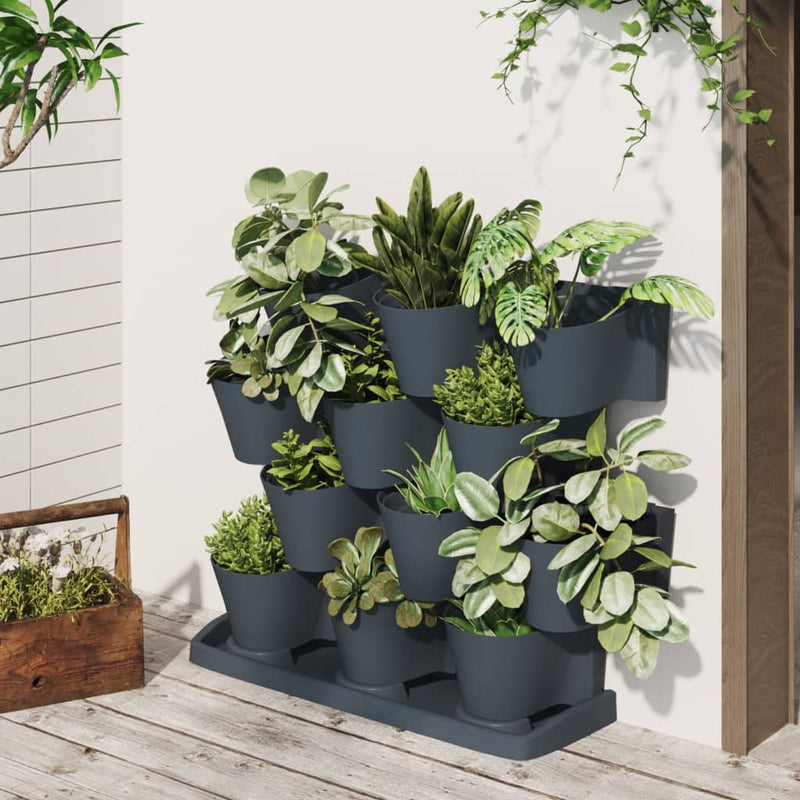 vidaXL Vertical Garden Plant Set in Polypropylene 68.5x19x54.5 cm Anthracite - Image 1 of 8