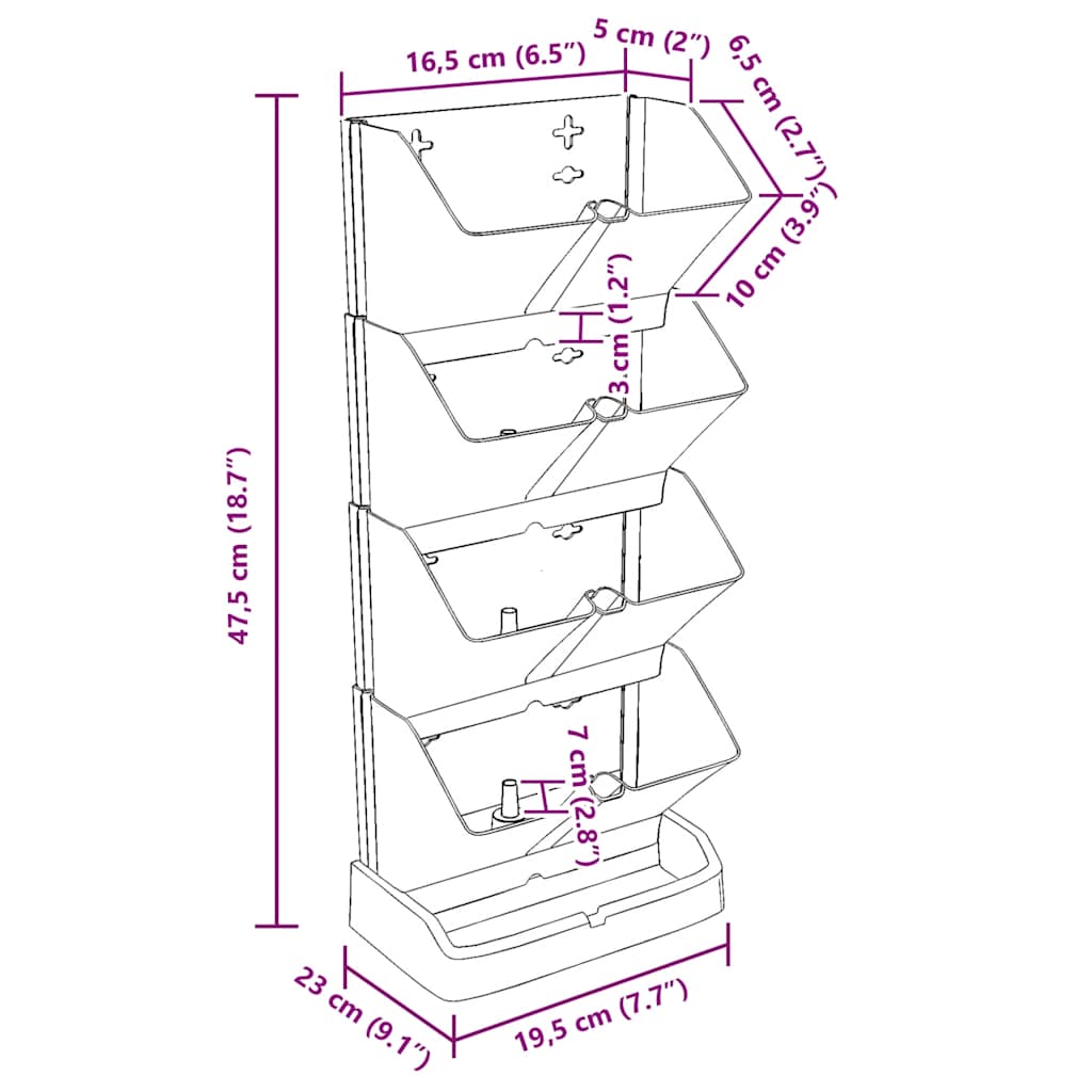 vidaXL Vertical Garden Set, Polypropylene, 4 Pieces, 19.5x11x47.5 cm, Anthracite - Image 7 of 7