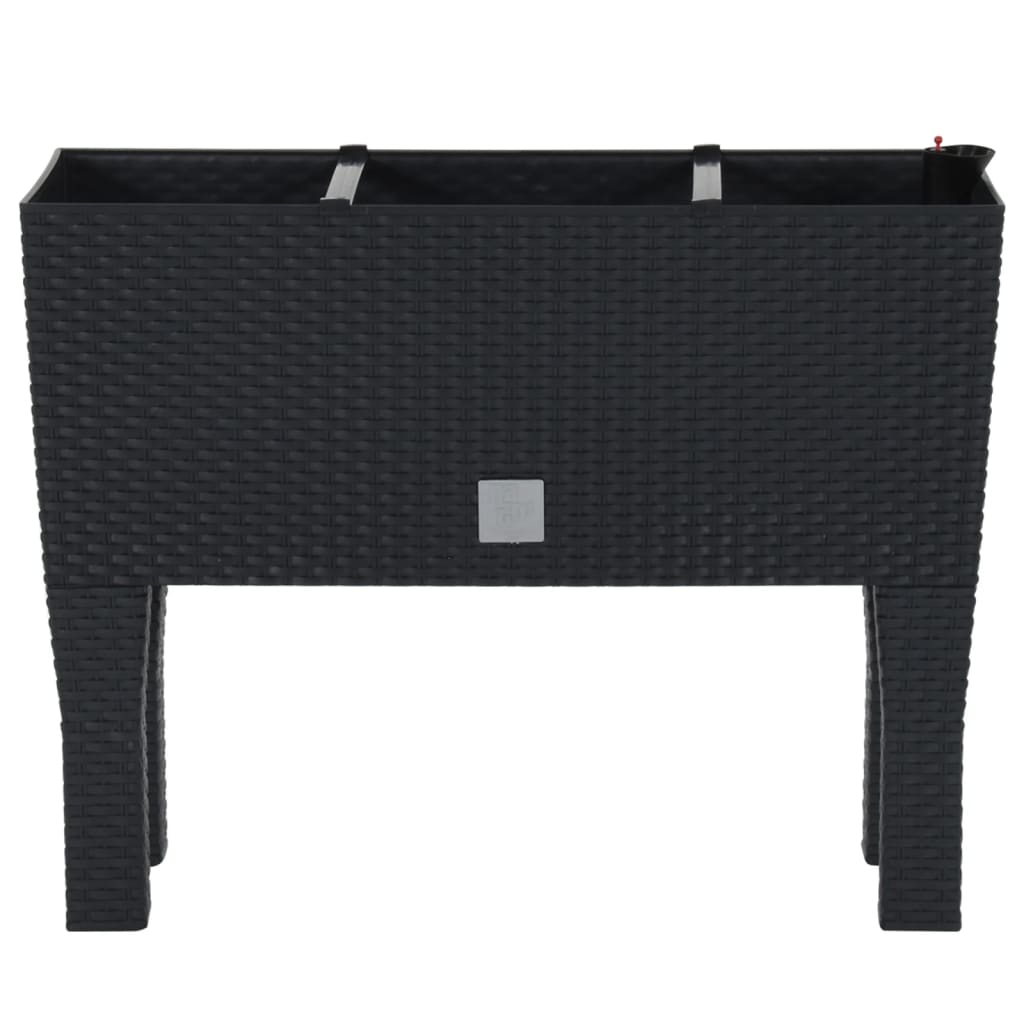Fioriera Rialzata in Polipropilene Effetto Rattan 60x25x46 cm Antracite - immagine 2 | SolPatio - Image 2 of 8
