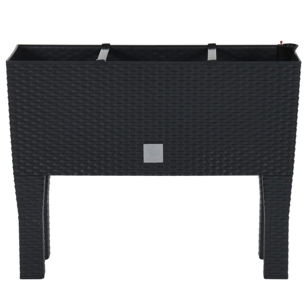 Fioriera Rialzata in Polipropilene Effetto Rattan 60x25x46 cm Antracite - immagine 2 | SolPatio