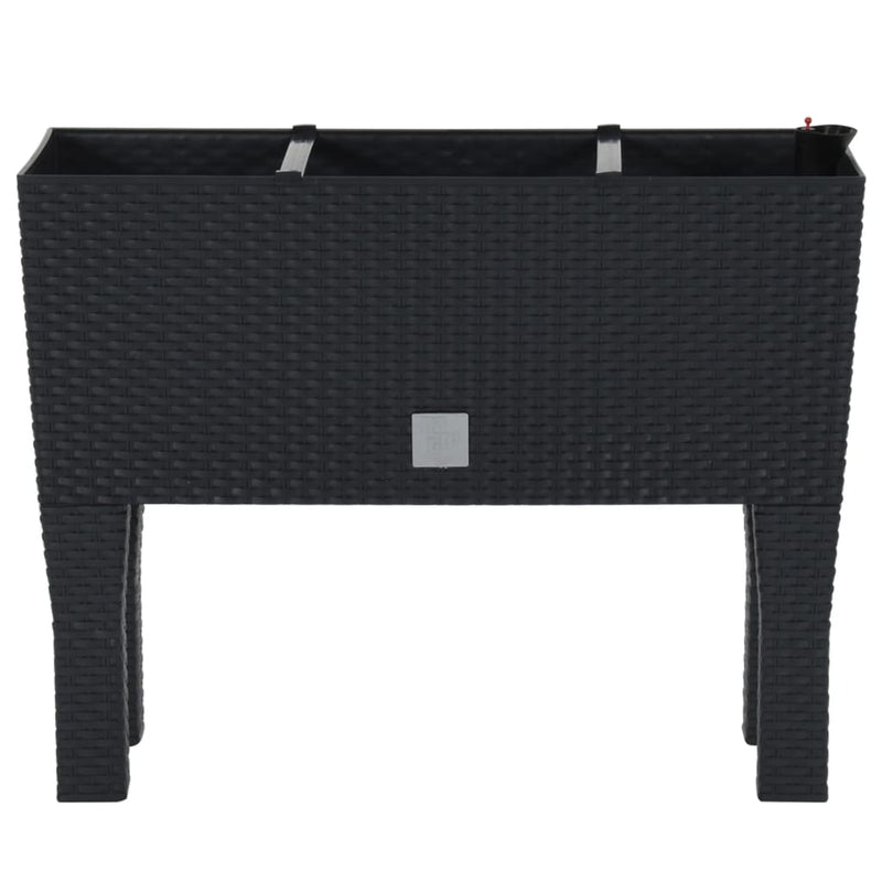 Fioriera Rialzata in Polipropilene Effetto Rattan 60x25x46 cm Antracite - immagine 2 | SolPatio - Image 2 of 8