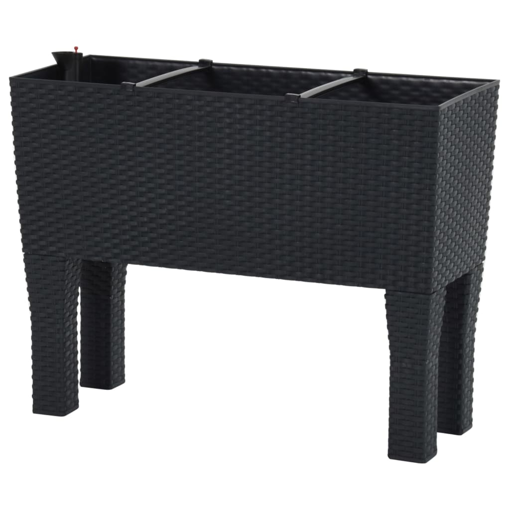 Fioriera Rialzata in Polipropilene Effetto Rattan 60x25x46 cm Antracite - immagine 3 | SolPatio - Image 3 of 8