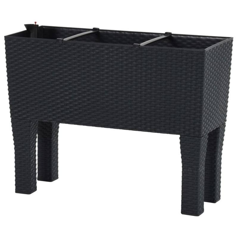 Fioriera Rialzata in Polipropilene Effetto Rattan 60x25x46 cm Antracite - immagine 3 | SolPatio - Image 3 of 8