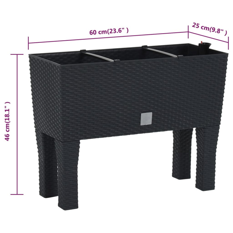 Fioriera Rialzata in Polipropilene Effetto Rattan 60x25x46 cm Antracite - immagine 8 | SolPatio - Image 8 of 8