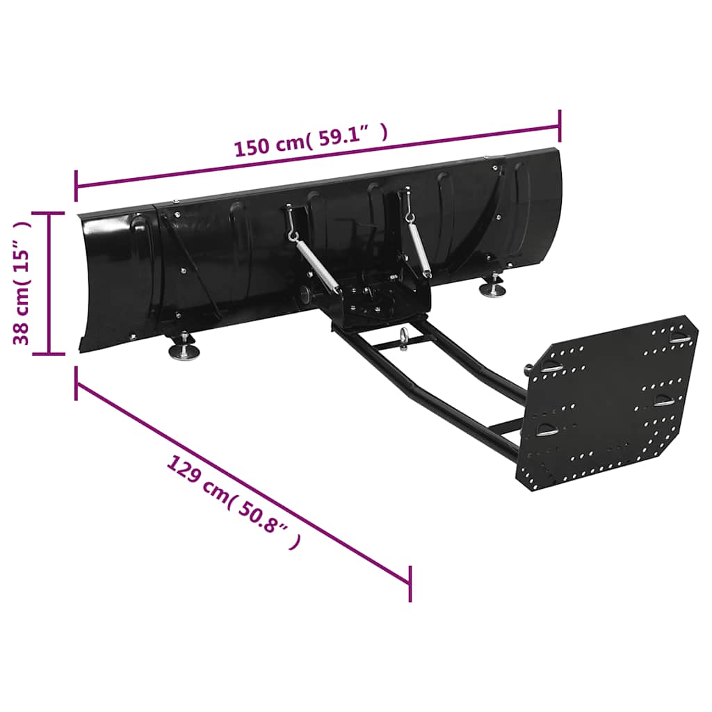 vidaXL Spazzaneve per ATV 150x38 cm Nero - Image 8 of 8