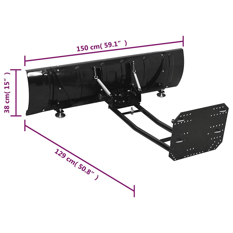 vidaXL Spazzaneve per ATV 150x38 cm Nero - Image 8 of 8