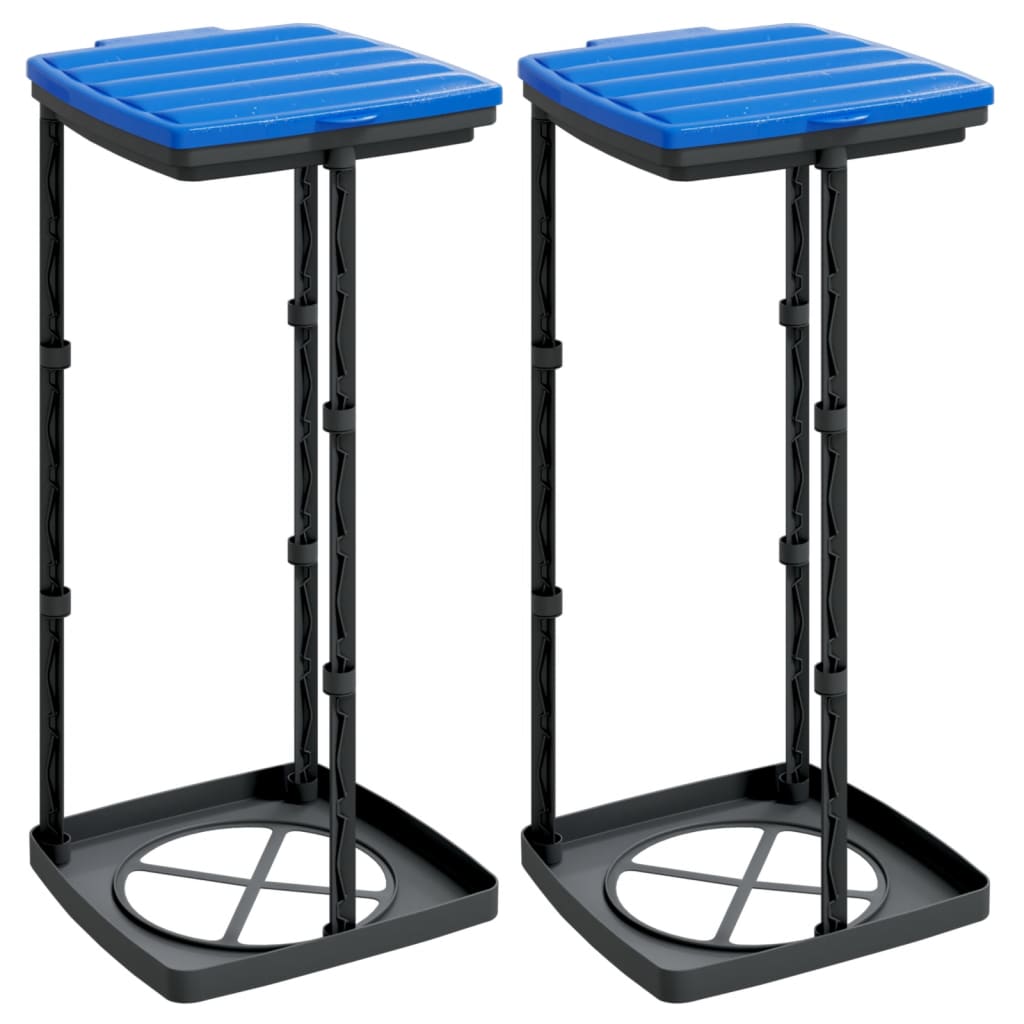 Set 2 Porta Sacchi Spazzatura Pieghevoli 60L - Nero e Blu - immagine 2 | SolPatio - Image 2 of 7